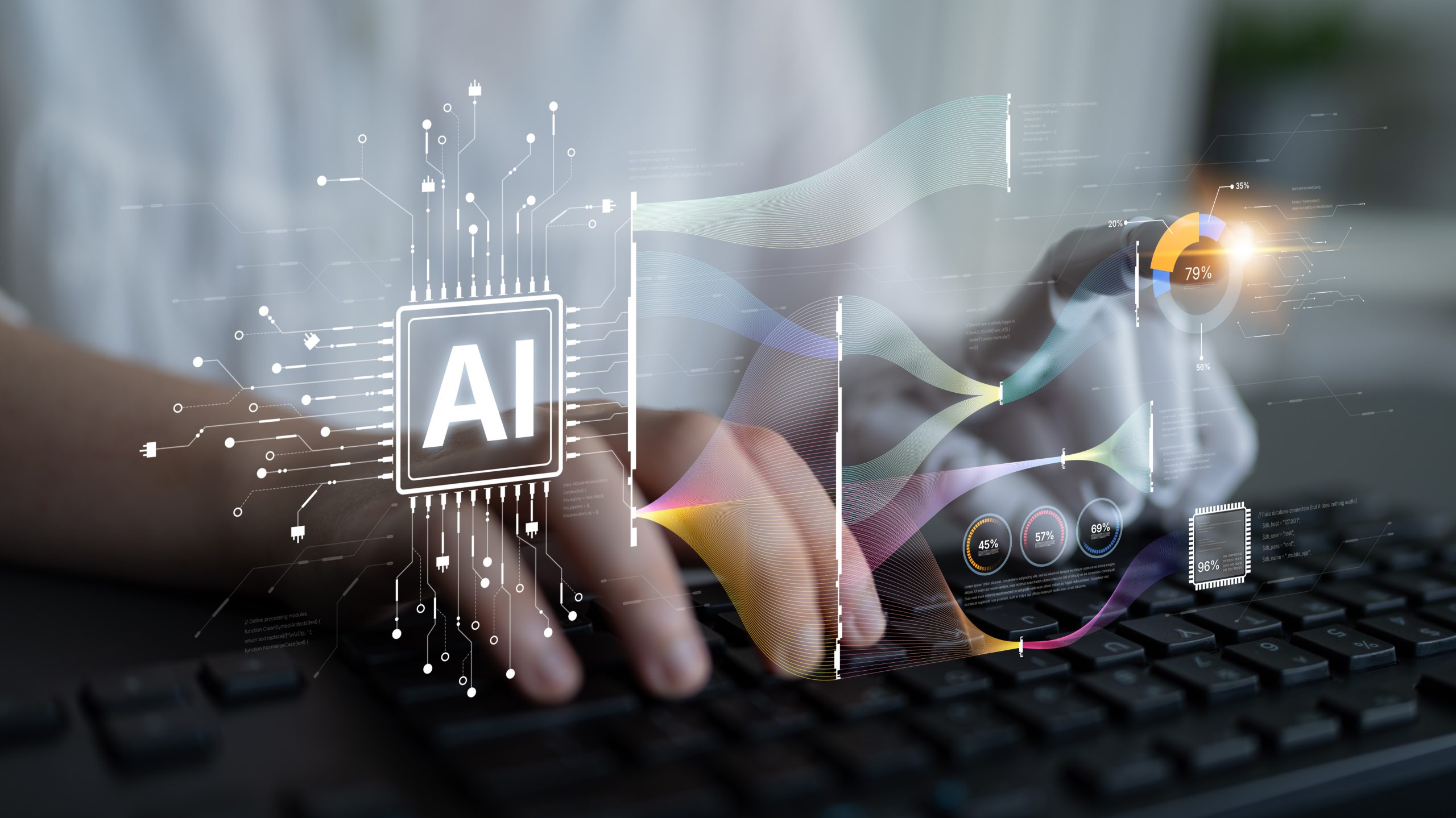 AI Brain Processing Data with Generative Intelligence Visualization Spline